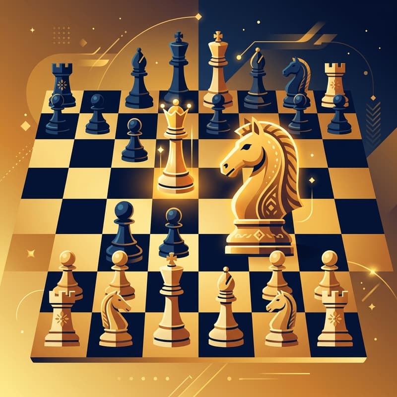 Échiquier doré avec cavalier